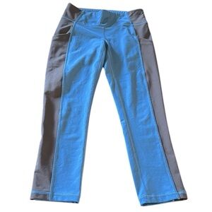 Lucy Women’s Cropped Leggings Black And Teal Size Small